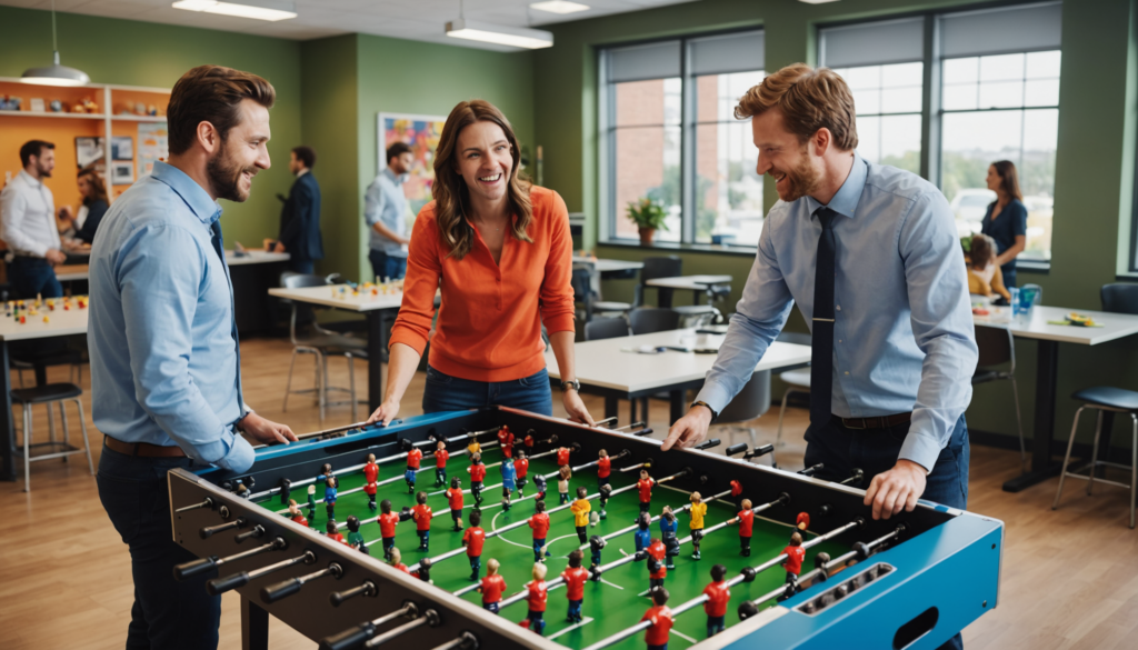 participez à un défi ludique en jouant au baby-foot contre votre patron ! découvrez comment cette activité simple peut renforcer la cohésion d'équipe et aider à fidéliser les jeunes talents, tout en apportant une touche de fun au bureau.